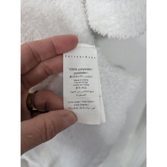 Pottery Barn Plush Robe women's size XL white long pockets teddy bath time sleep - Picture 6 of 10